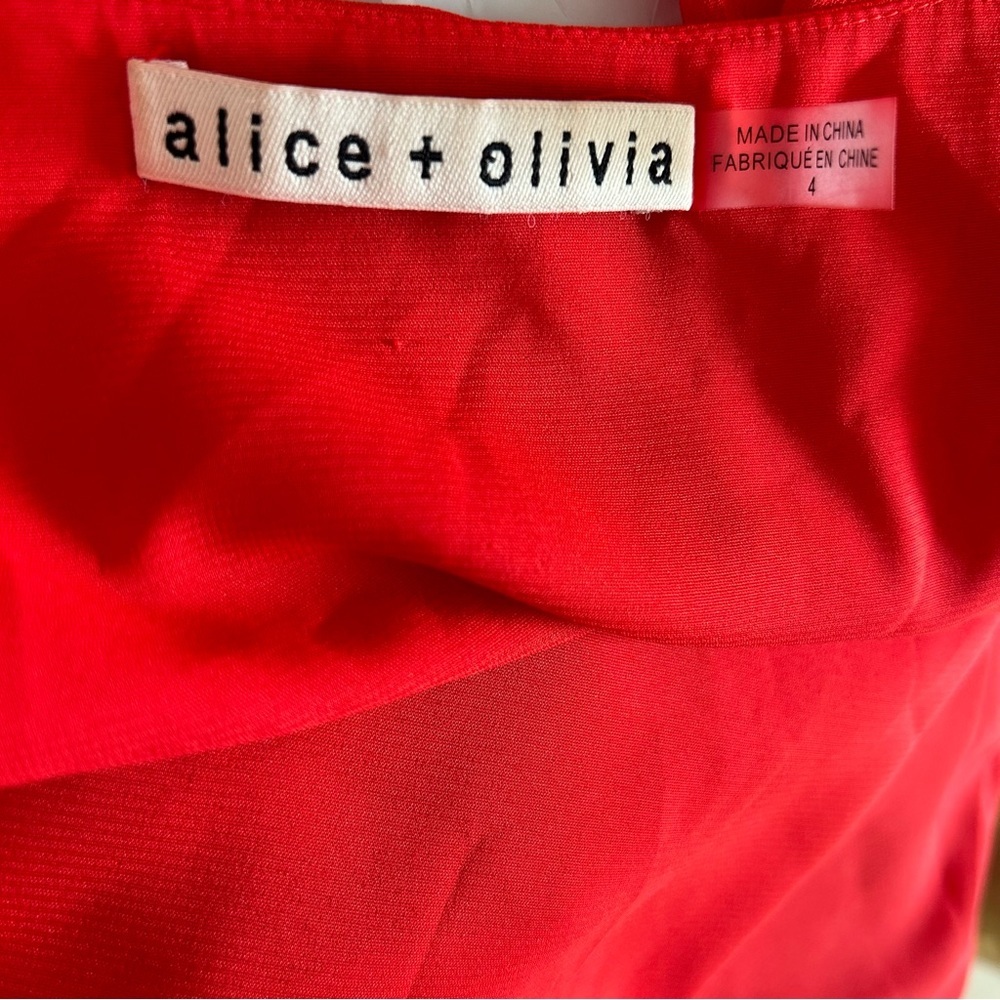 Alice + Olivia Siri Wrap Midi Dress in Red Poppy Size 4 - Picture 9 of 10